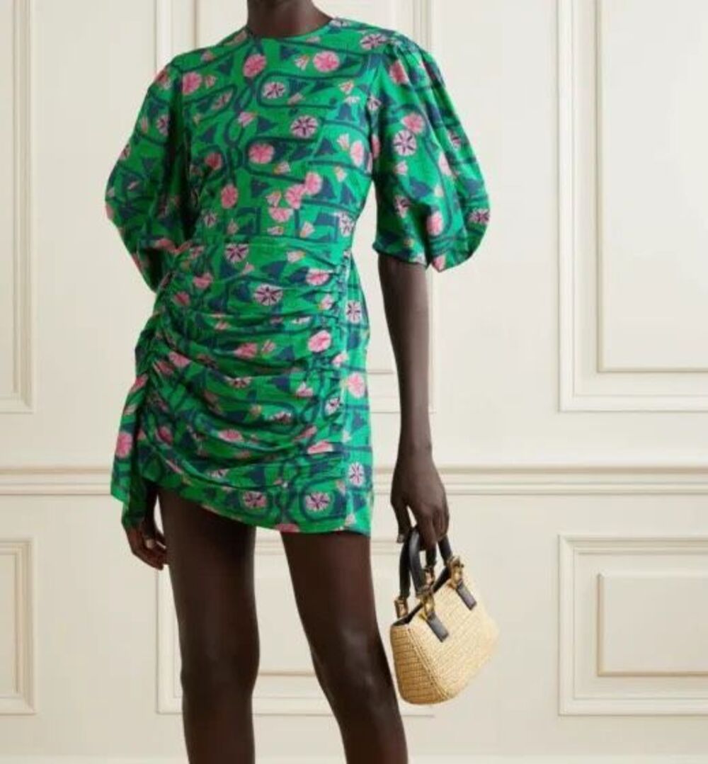 Rhode Pia Mini Dress Green Floral Small